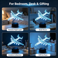 Lámpara de Escritorio LED USB con Control Remoto Táctil, Luz Nocturna 3D de ABS del Avión AN225, Modelo de Aviación Decorativo, Ecológico y Regulable