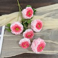 Fleur artificielle pivoine multicouche H239, chrysanthème carpe dragon à 6 têtes, décoration florale murale pour mariage