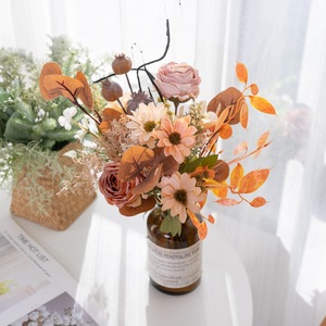 Bouquet de roses artificielles Chuanqianhe en tissu tissé plastique pour décoration de maison et de mariage CF01378 - Product Image 1