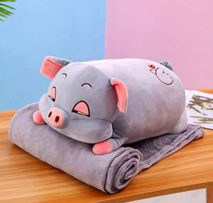 ราคาถูกการ์ตูนสัตว์หมูเมาส์หมอนผ้าห่ม2 In 1หมอนผ้าห่มชุด - Product Image 4