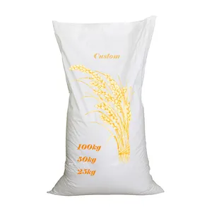 custom pp polypropylene woven bag sack 25kg 50kg 100kg for packaging rice corn maize grain fertilizer animal feed sand cement