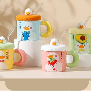 Nouveau design unique dessin animé canard bureau maison boire cappuccino tasses café porcelaine tasse pour cadeaux lait boisson tasse