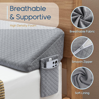 Oreiller de lit avec couverture en mélange de fibres de bambou Mousse haute densité et poche latérale pour pontage d'espace de chambre à coucher