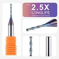 Fraise à queue en carbure pour PCB, 1/16 pouce, fraise de défonceuse spirale, revêtement Nano Bleu, 12 mm, 2 dents, pour travail des métaux CNC