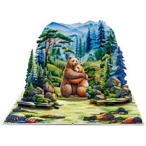 Tarjeta de Aniversario 3D con Diseño de Pareja de Osos, Tarjeta de Felicitación de Papel con Laminado Brillante para Regalo de Boda o Cumpleaños, Forma Irregular Digital - Product Image 5