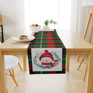 Camino de mesa de Navidad Shopify Dropshipping-Impresión creativa de lino con diseño de muñeco de nieve/Papá Noel para decoración de comedor festivo - Product Image 5