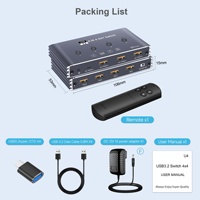 Commutateur KVM USB 3.2 Gen2 4x4 en métal Hardrock WS-C-44UB, prend en charge la transmission de données OTG 10 Gbit/s, gris, modèle exclusif