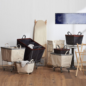 ตะกร้าผ้าแคนวาสรูป้อน OEM มีล้อตะกร้าผ้าซักรีด - Product Image 4