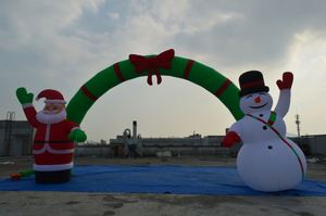 Inflatable Santa Snowman Arch Waterproof & Durable Over 12Ft Tall for Christmas Celebrations - Product Image 2