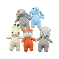 Nouvelles hochets créatifs faits main en tissu tricoté au crochet, peluches d'animaux marins, emballage en sachet, jouet DIY pour enfants