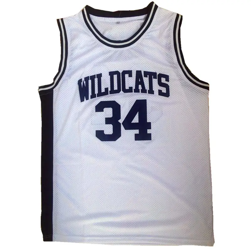 Maillots de basket-ball de haute qualité, biais #34 Wildcats, maillot de lycée cousu blanc