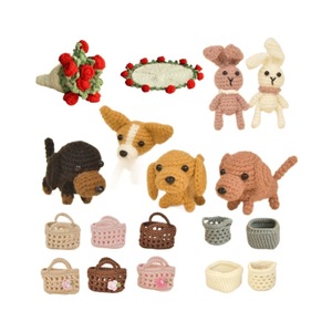 Accessori in miniatura lavorati a mano mini cane animale piccolo coniglio rosa fiore coperta borsa cesto biancheria - Product Image 5