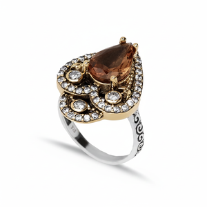 Sultanite Stone Pear Shape <b>CZ</b> Ottoman Authentic <b>Rings</b> Wholesale Turkish 925 Sterling Silver Jewelry - Product Image 2