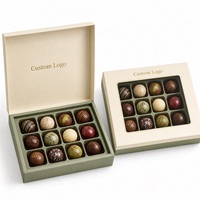 Caja de Regalo de Chocolate de Lujo Ecológica con Logotipo Personalizado, Empaque de Papel Rígido Magnético con 12 Compartimentos para Trufas y Bombones