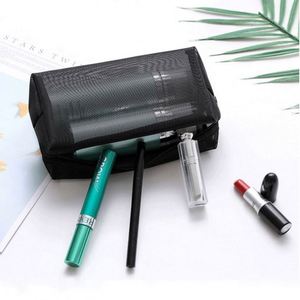 Sac de maquillage en maille carrée à fermeture éclair, décontracté et tendance, sac de voyage portable avec poignée, vente en gros - Product Image 6