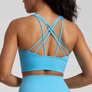 Logo personalizzato Fitness & Yoga Wear Runnings <span class=keywords><strong>donna</strong></span> Gym <span class=keywords><strong>top</strong></span> Cross Back allenamento sport reggiseno morbido tessuto all'ingrosso abbigliamento sportivo - Product Image 4