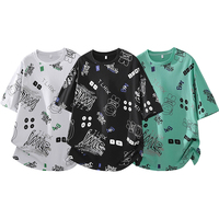 Kaos Pria Musim Panas Ringan 180GSM Rajutan 100% Katun Cetak Sublimasi Gambar Astronot Kerah Bulat Lengan Pendek Longgar