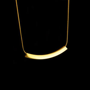 Dainty Collier en acier inoxydable plaqué or 18 carats avec barre de pliage perlée Happy Face avec chaîne de serpent Bijoux personnalisés - Product Image 4