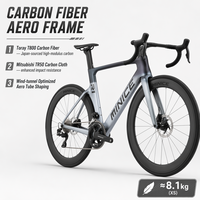 Vélo de route aérodynamique en carbone MINICE R1 T800, vélo complet 700C, 24 vitesses, freins à disque électroniques, pédales ordinaires, roues SIHIMA-NO R7120