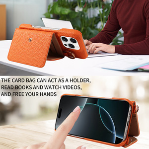 Étui de téléphone bandoulière en cuir PU de haute qualité avec porte-cartes et miroir, coque arrière portefeuille pour <span class=keywords><strong>iPhone</strong></span> 17 16 15 - Product Image 3
