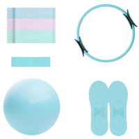 Kit de Pilates, équipement de fitness à domicile avec bandes de résistance réglables, anneau de Pilates, ballon de Pilates noir pour le yoga et le Pilates