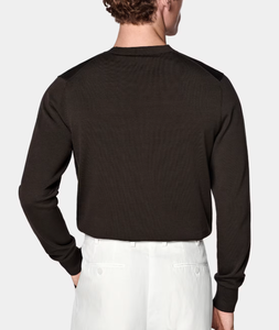 Suéter de <span class=keywords><strong>Punto</strong></span> Grueso con <span class=keywords><strong>Cuello</strong></span> Redondo en Color Marrón Oscuro de Alta Calidad Personalizado WJH, Diseño Elegante de Invierno para <span class=keywords><strong>Hombre</strong></span> en Algodón y Seda Negros - Product Image 4