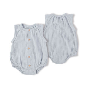 เสื้อกล้ามเด็กสีพื้นแบบขายส่ง ผ้าฝ้าย 100% ชุดบอดี้สูทเด็กทารก - Product Image 4