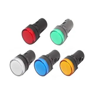 AD16-22 22mm Luz Indicadora De Plástico 12V 24V 220V Lâmpada Piloto LED Vermelho Verde Azul Branco Amarelo LED Sinal de Luz