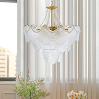 Lustre suspendu en cristal de coquillage, chaîne de perles, luxe, salon, chambre à coucher, lumière pour la décoration de la maison, mariage