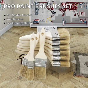 उच्च ग्रेड थोक पेशेवर पेंट ब्रश प्लास्टिक के साथ 1 2.5 3 4 इंच लकड़ी के हैंडल सेट - Product Image 2