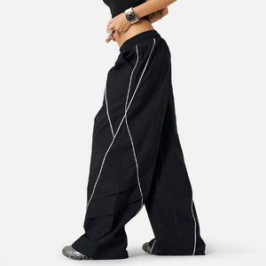 Pantalon cargo ample à taille élastique pour femme KingSen, avec surpiqûres contrastées, style streetwear hip-hop, pantalon baggy - Product Image 5