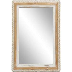 Miroir mural rectangulaire PARISLOFT avec cadre en bois sculpté, miroir en bois antique, miroir à cadre en bois pour salon, chambre, cuisine - Product Image 2