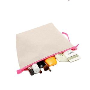 High Quality Custom Logo Pouch Luxury Travel Cotton Material Makeup Canvas Cosmetic Bag Make up Bag Travel With Black Zipper - Product Image 4