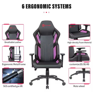 Chaise de direction ergonomique pivotante inclinable confortable personnalisable en cuir PU, chaise de jeu extensible, chaise de jeu <span class=keywords><strong>gamer</strong></span>, cadre en métal - Product Image 3