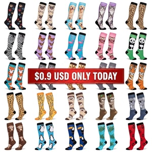 <span class=keywords><strong>Calcetines</strong></span> de Compresión con Estampado Animal para Mujer, Diseño Divertido de Flamencos, Mariposas y Zebras, Venta al Por Mayor - Product Image 1