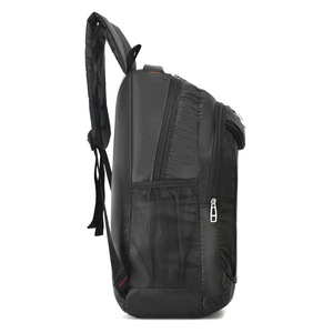 Men's Laptop <b>Backpack</b> Black Durable Shoulder <b>Straps</b> Business Travel University Use Solid Color Sewing Thread Detail - Product Image 3