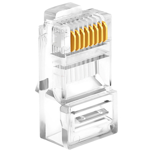 Conector RJ45 VCOM 3u 50u Chapado en Oro 8P8C Cat.5 Cat.5E, Enchufe RJ45 para Cable LAN - Product Image 1