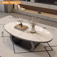 Ovaler Gesinterter Stein-Couchtisch, Moderner Luxus-Tisch für Kleine Wohnzimmer, Apartments und Wohnräume