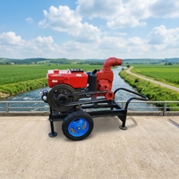 Pompe à eau diesel monocylindre 12 CV ZX100 en fonte, auto-amorçante, entraînement par courroie trapézoïdale, sur chariot mobile pour l'irrigation des petites exploitations agricoles