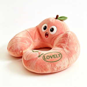 Customized Cartoon Peach Character U <b>Neck</b>, <b>Cushion</b> Lovely Embroidered Peach Plush <b>Neck</b> Rest - Product Image 4