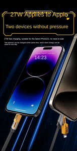 1m 2M <span class=keywords><strong>4</strong></span> trong 1 PD 65W 27W Hợp kim kẽm USB-C Loại C bện sạc cáp sạc nhanh dữ liệu điện thoại đa chức năng Cáp USB <span class=keywords><strong>4</strong></span> trong 1 - Product Image 6