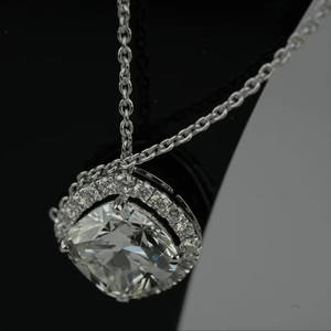 Collar de Mujer con Diamante Cultivado en Laboratorio de Lujo, Corte Cojín, Chapado en Oro de 14/18Kt, Certificado IGI, Diseño Moderno - Product Image 1