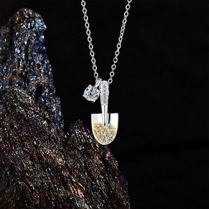 <b>Real</b> Gold Plated S925 Sterling <b>Silver</b> Small Shovel Moissanite <b>Necklace</b> - Product Image 5