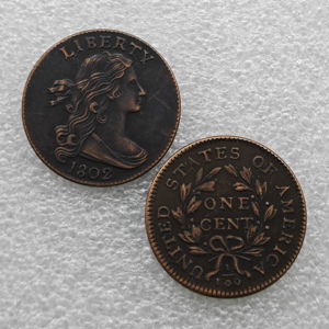 Pièces de monnaie commémoratives de style antique des États-Unis de 1796 à 1807, 1 cent « Buste drapé », cadeaux, décoration de la maison - Product Image 4