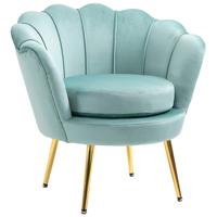 Fauteuil moderne de luxe capitonné en velours en forme de coquille avec pieds dorés vert pour la maison, le bureau et l'hôtellerie