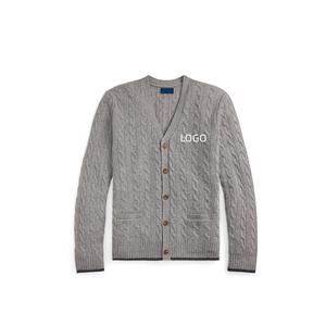 RL ラフ クラシック ベーシック カーディガン メンズ レディース カジュアル Vネック ツイストニット 冬用 抗ピリング 100% コットン - Product Image 1