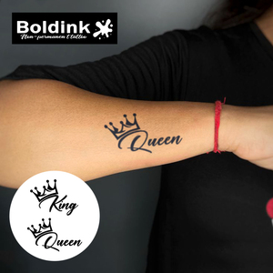 Tatouage semi-permanent Boldink personnalisé, motif couronne de roi et de reine, pour le cou et le corps, imperméable, longue durée (2 semaines), encre Jagua Juice - Product Image 3
