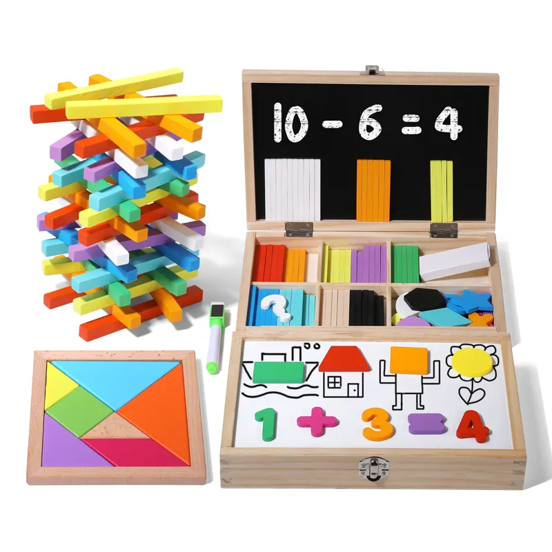 Children Counting Math Learning Sticks Wooden Educational Montessori drawing toys For Kids