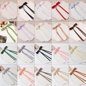 Pita Satin simpul 6 inci 21 warna, jepit rambut buaya logam, pita rambut ekor panjang, klip rambut untuk wanita anak perempuan - Product Image 2