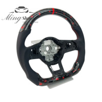 Volant R pour Volkswagen Golf 7 7.5 MK7 R GTI GTD GTE Polo GTI Scirocco Passat B8 Tiguan Allspace en fibre de carbone sèche et cuir